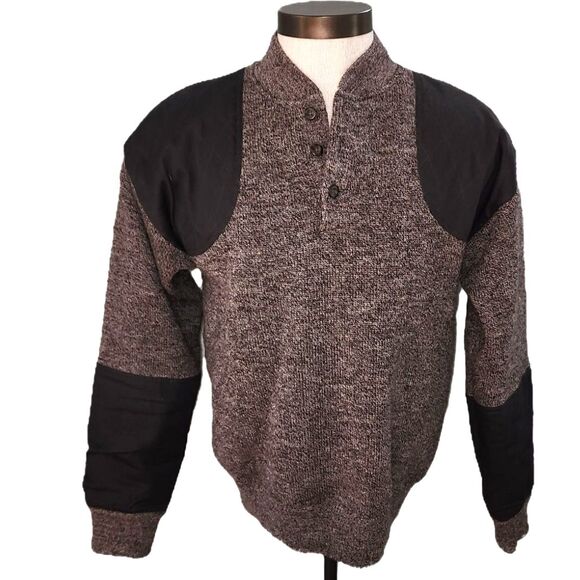 Cabela's Heavyweight Windshear Wool Brown Henley Sweater Size M - Picture 1 of 9